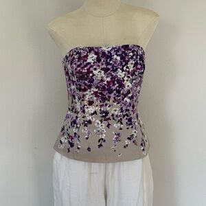 Purple Satin Strapless Top